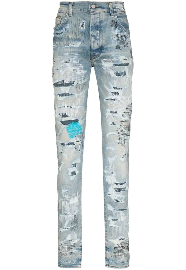 AMIRI skinny-jeans med sliten finish - Blå