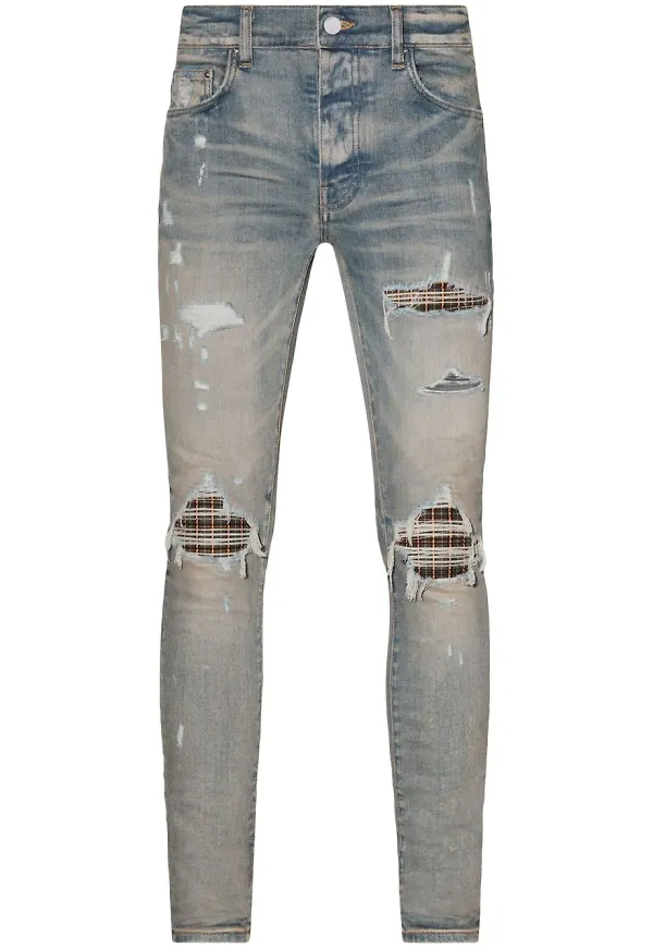 AMIRI skotskrutiga skinny-jeans - Blå