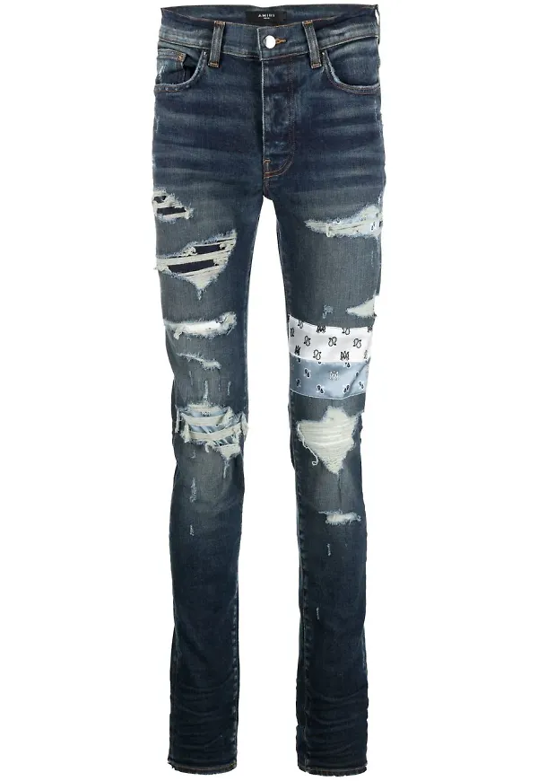 AMIRI slim fit-jeans med lappdesign - Blå