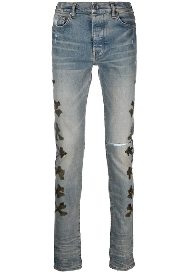 AMIRI slitna jeans med märke - Blå