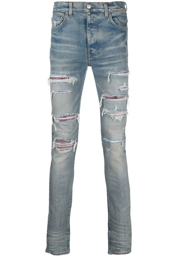AMIRI slitna skinny-jeans - Blå