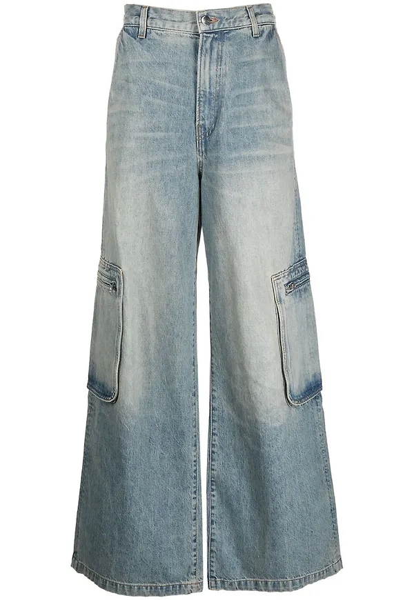 AMIRI stentvättade wide leg-jeans - Blå