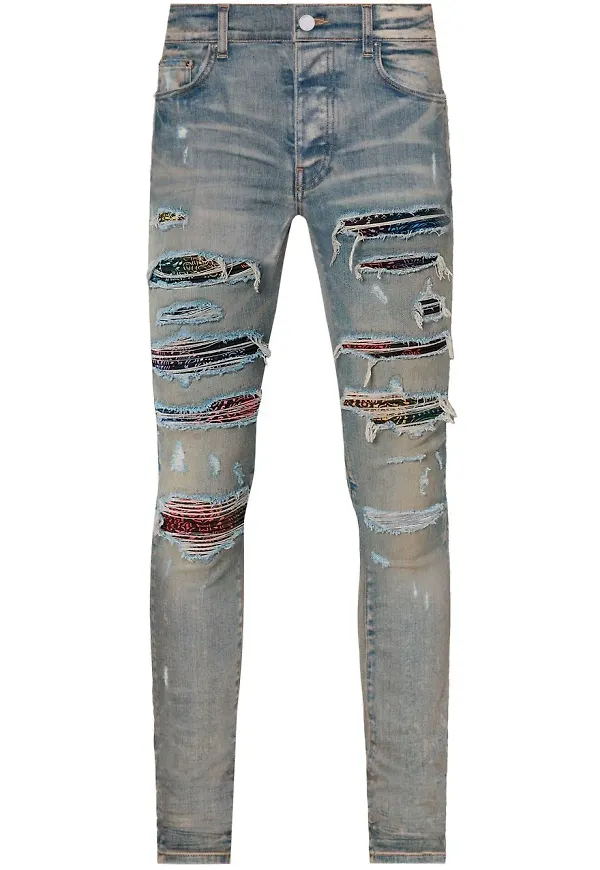 AMIRI Thrasher paisleymönstrade jeans - Blå