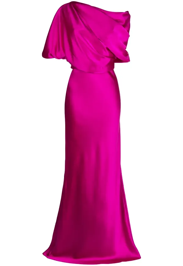 Amsale baraxlad draperad aftonklänning - Rosa