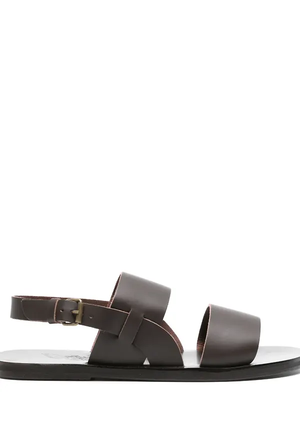 Ancient Greek Sandals Irodotos platta lädersandaler - Brun