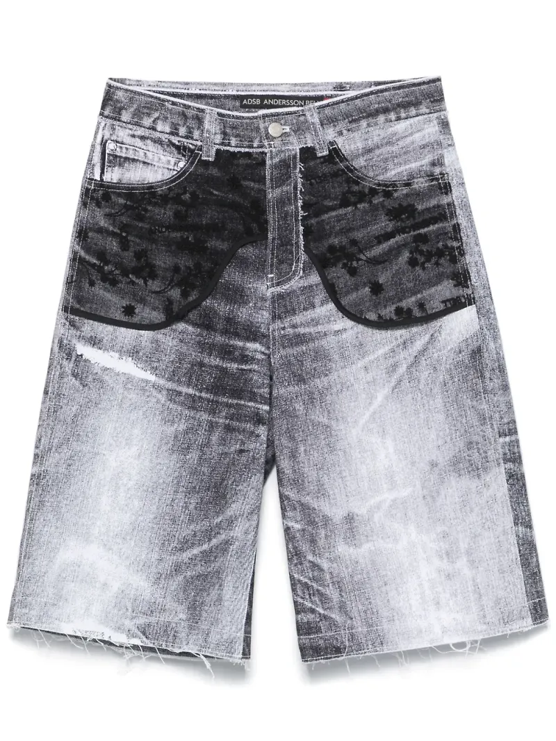 Andersson Bell jeansshorts med spetspanel - Vit