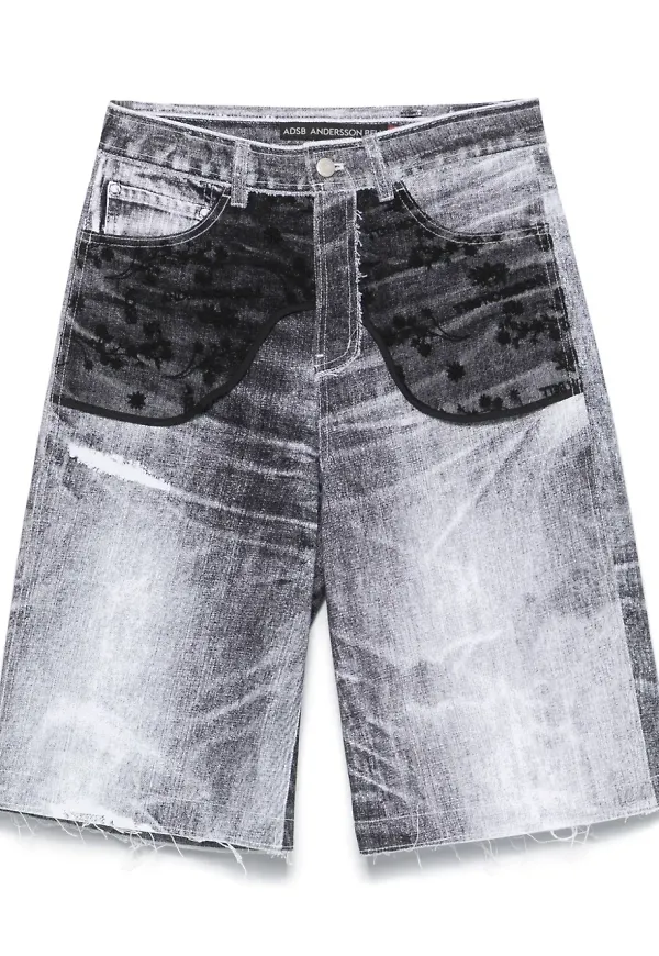 Andersson Bell jeansshorts med spetspanel - Vit