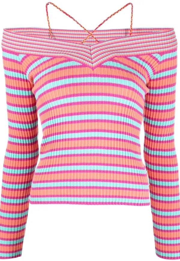 Andersson Bell randig ribbstickad topp - Rosa