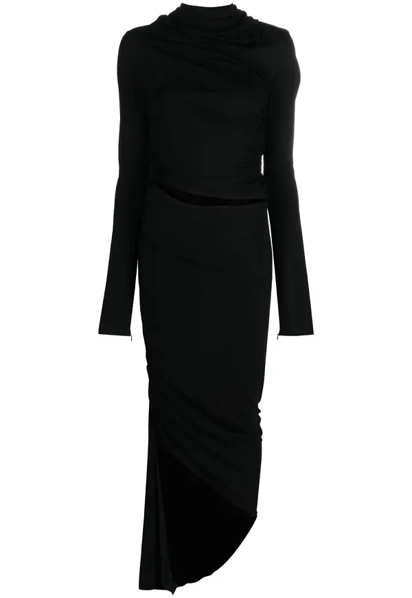 ANDREĀDAMO draperad asymmetrisk midiklänning - Svart