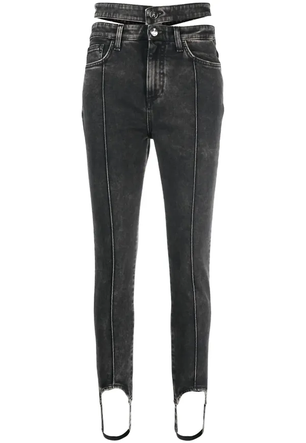 ANDREĀDAMO skinny-jeans med utskuren detalj - Svart