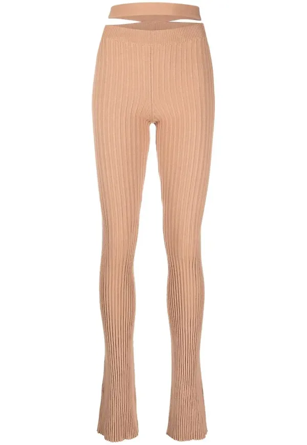 ANDREĀDAMO stickade leggings med utskuren detalj - Neutral