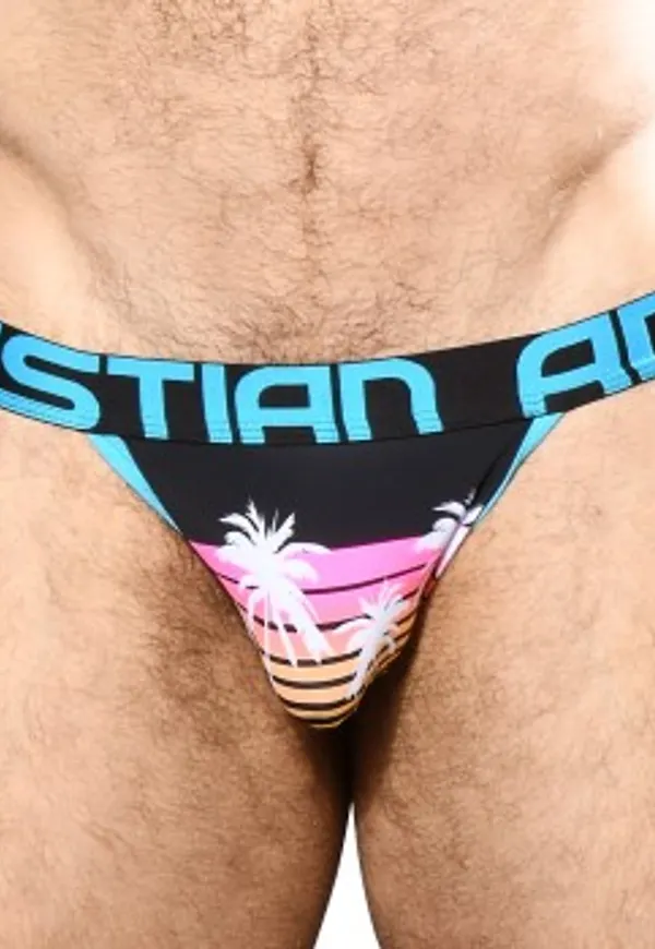 Andrew Christian Kalsonger Almost Naked Cali Sunset Jock Lila/Turkos polyamid Large Herr