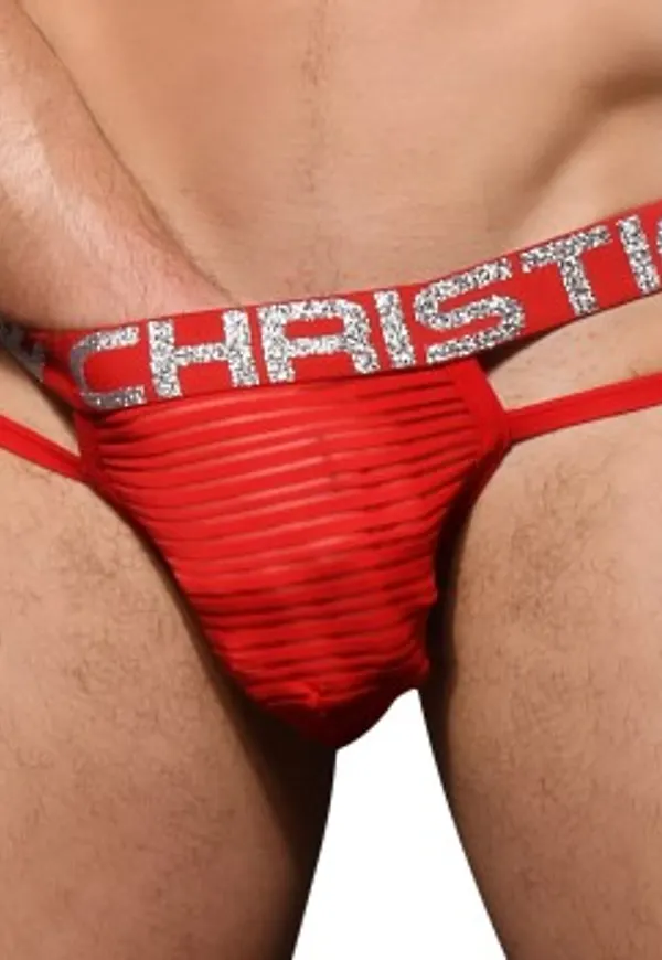 Andrew Christian Kalsonger Almost Naked Stripe Sexy Brief Röd polyester Medium Herr