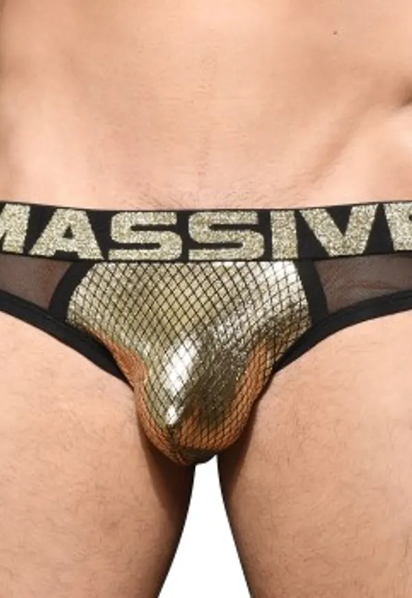 Andrew Christian Kalsonger MASSIVE Golden Mesh Jock Black/Gold polyester Small Herr