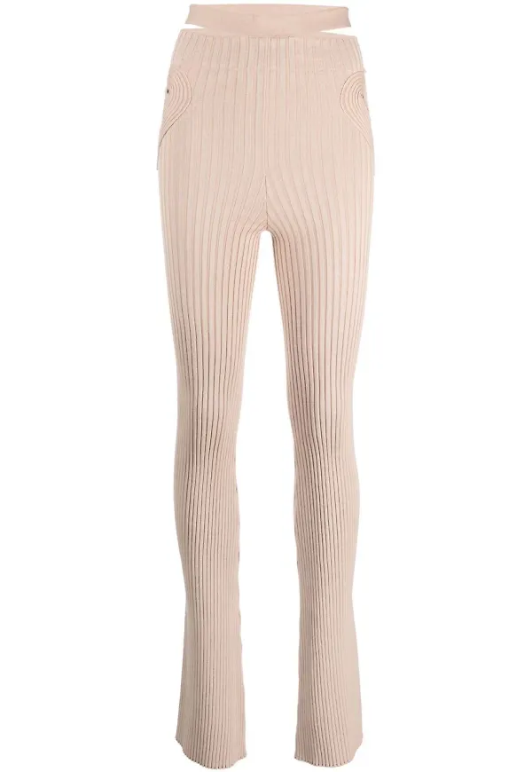 ANDREĀDAMO ribbstickade byxor - Neutral