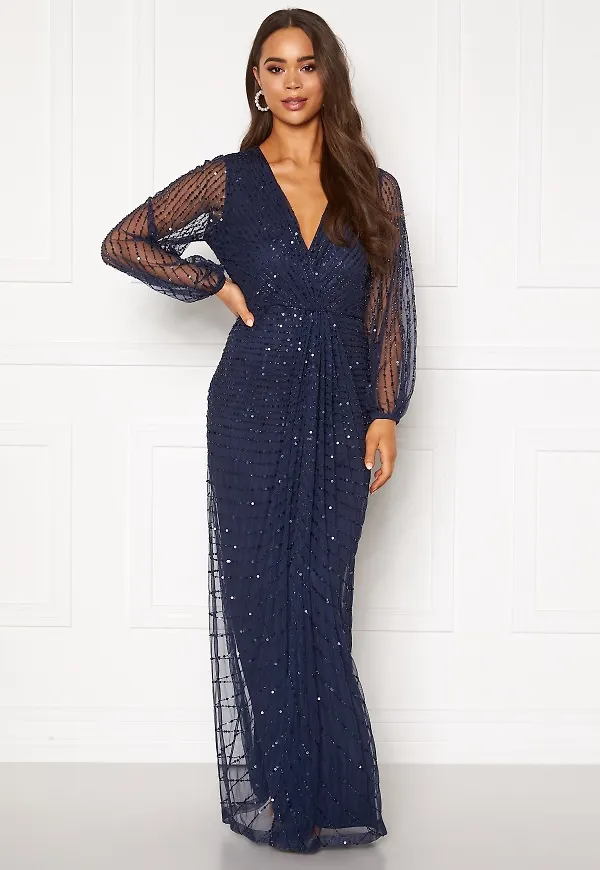 AngelEye Long Sleeve Sequin Dress Navy XS (UK8)