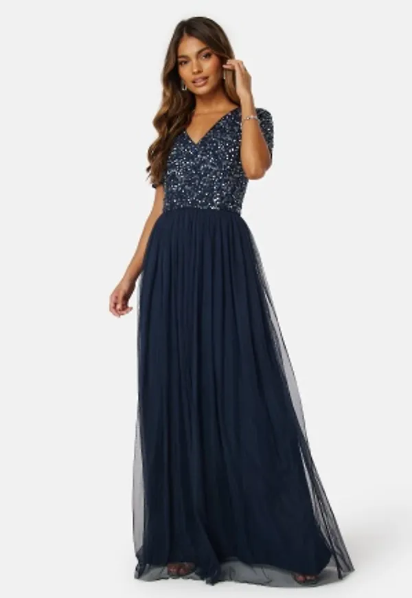 AngelEye Short Sleeve Sequin Dress Navy XL (UK16)