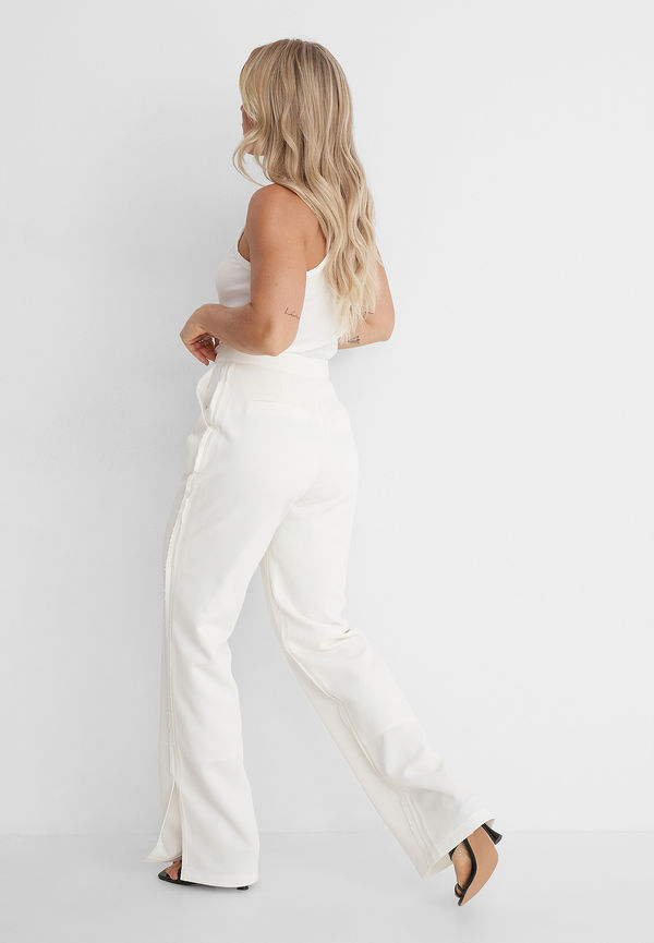 Angelica Blick x NA-KD Byxor Med Sömdetaljer - Offwhite