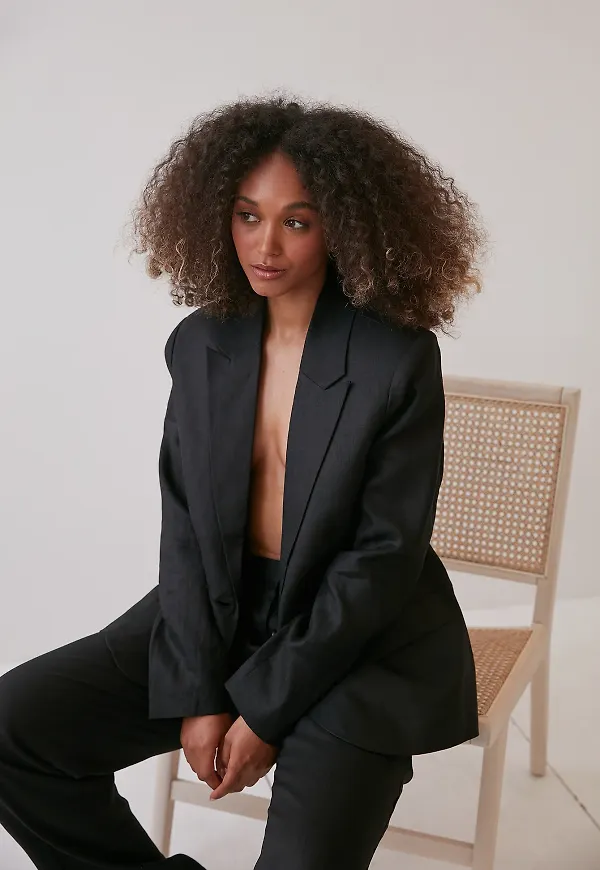 Angelica Blick x NA-KD Oversize Linnekavaj - Black