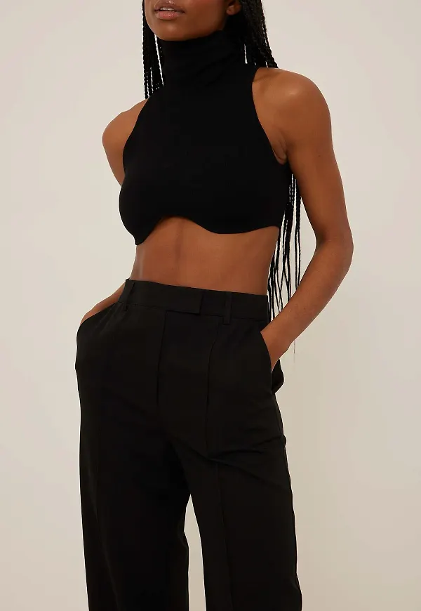 Angelica Blick x NA-KD Strickad topp med turtleneck - Black