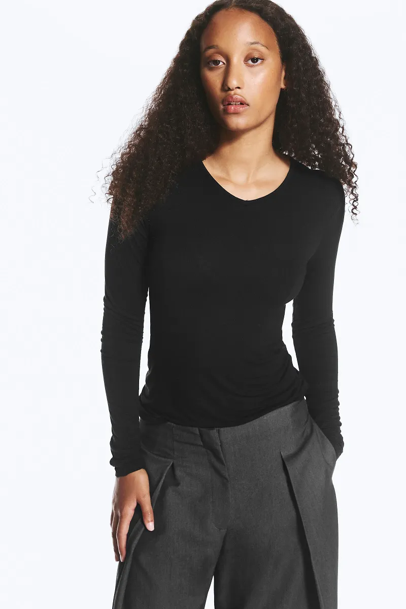 Anti-plunge V-neck top