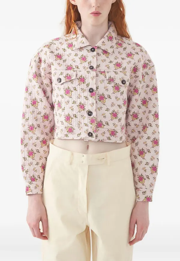 Antik Batik blommig quiltad jacka - Rosa
