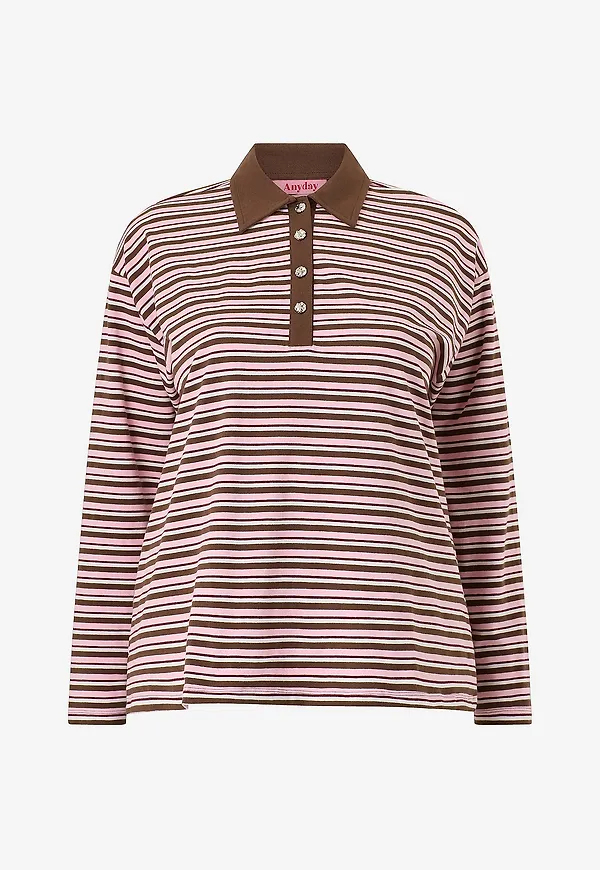 Anyday - Långärmad topp Any- Pernilla 479 - T-shirt L/S - Brun