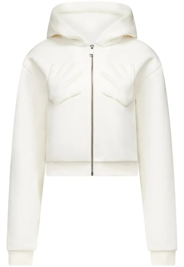 AREA hoodie med präglat handtryck - Vit