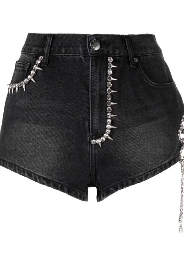 AREA jeansshorts med strass - Svart