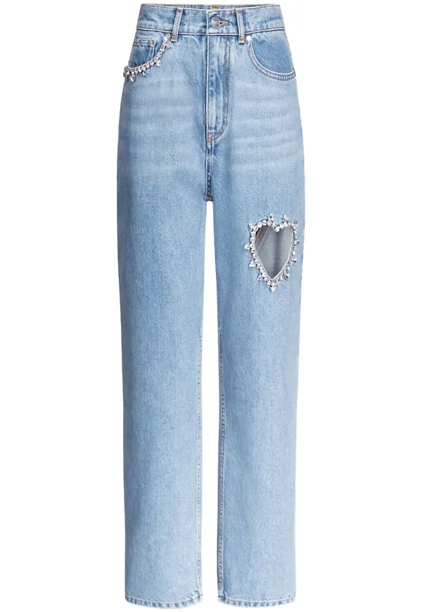 AREA skinny-jeans med strass - Blå