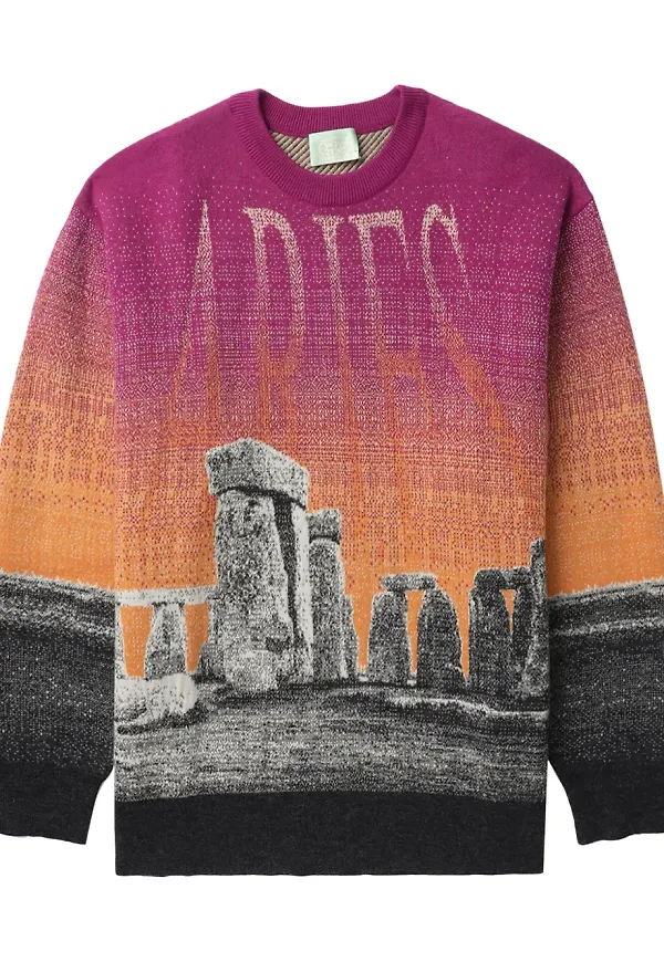Aries Henge ulltröja med illustration - Rosa