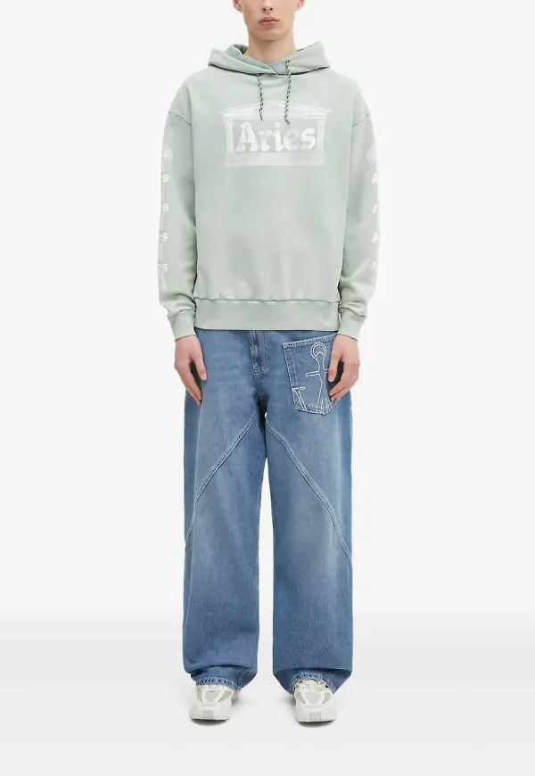 Aries hoodie med logotyp - Grön
