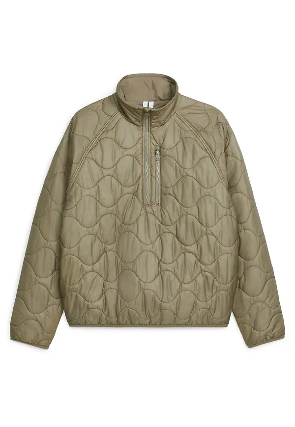 Arket Active Doorgestikt Jack Met Halve Rits Beige, Outdoorkleding jassen in maat M