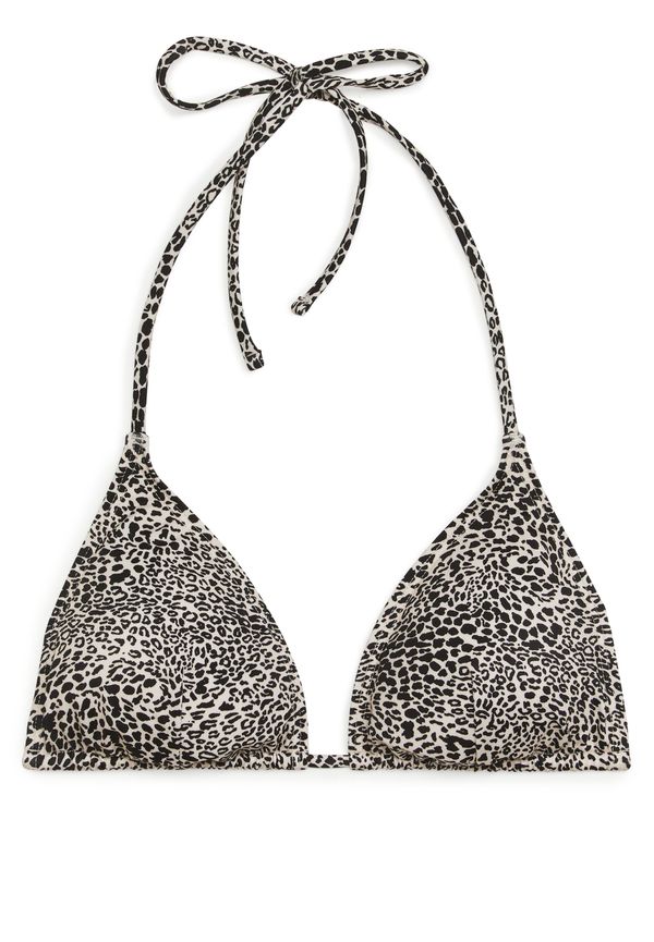 Arket Bikinitopp Med Halterneck Offwhite/leopardmönster, Bikinitoppar i storlek 34 och färg Svartvit