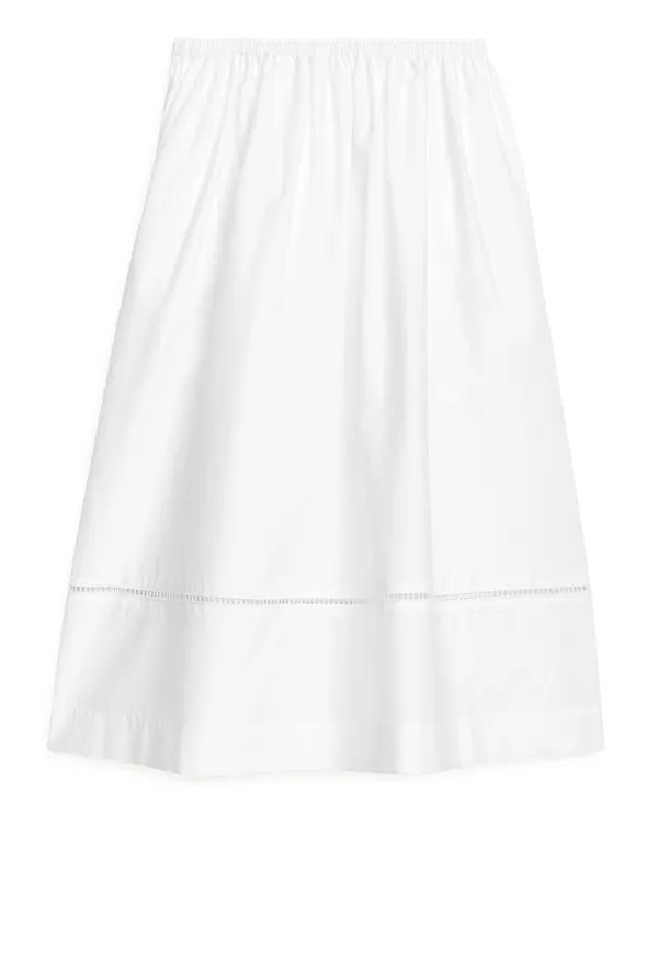 Arket Broderad Poplinkjol Vit, Kjolar i storlek 36