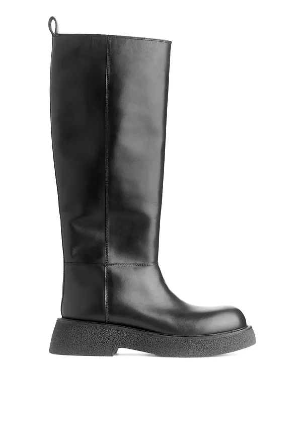 Arket Chunky Läderboots Svart i storlek 38