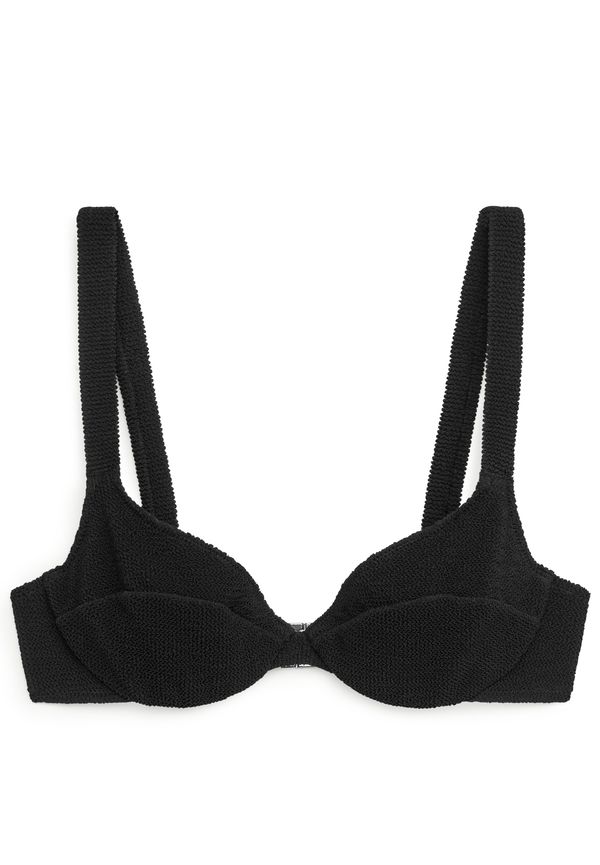 Arket Crinkle Wired Bikini Top Black, Bikinitoppar i storlek 34 och färg Svart