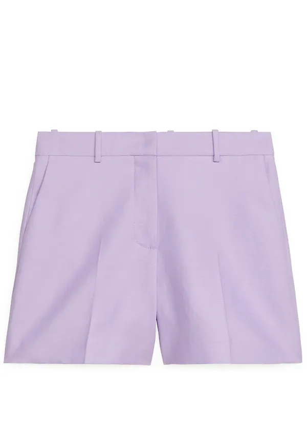 Arket Dressed Cotton-hemp Shorts Lilac i storlek 38