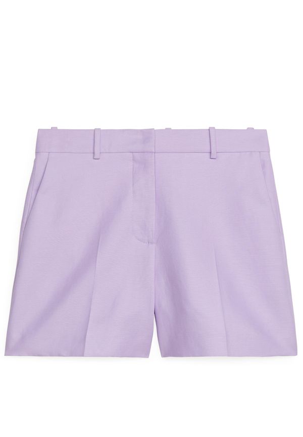Arket Dressed Cotton-hemp Shorts Lilac i storlek 38