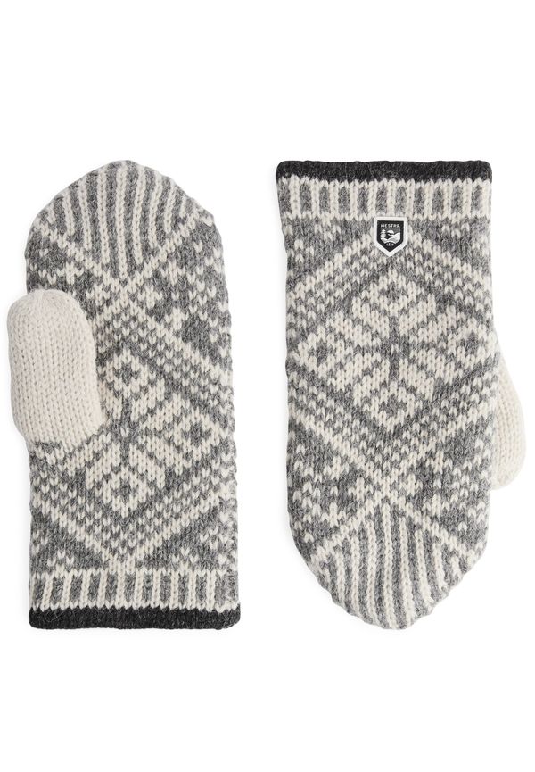 Arket Hestra Nordic Ullvantar Grå/offwhite, Handskar i storlek 8