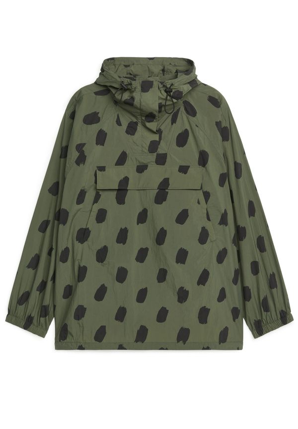 Arket Mönstrad Anorak I Nylon Kakifärg/tryckta Prickar, Jackor i storlek XS och färg Khaki
