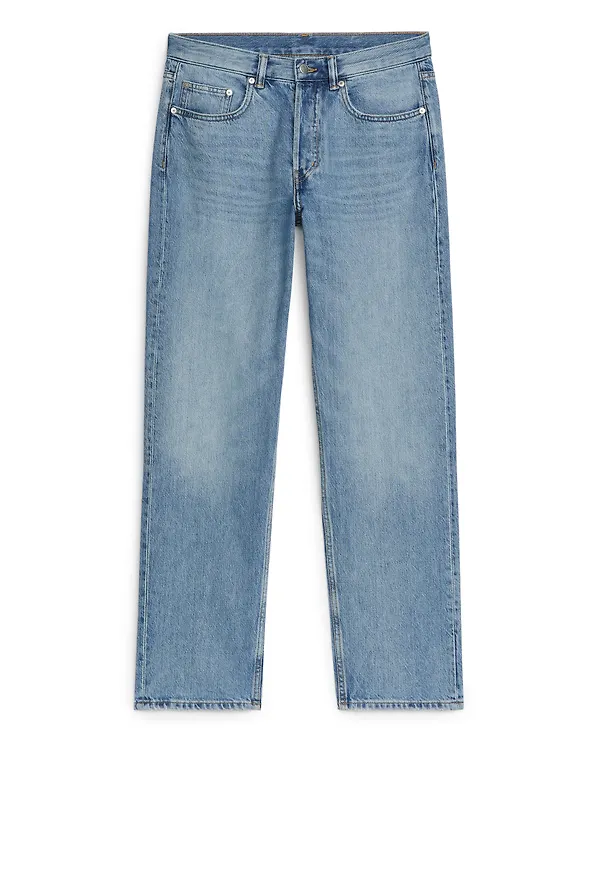 Arket Ocean Raka Jeans Med Lös Passform Tvättad Blå, Baggy i storlek 28/32