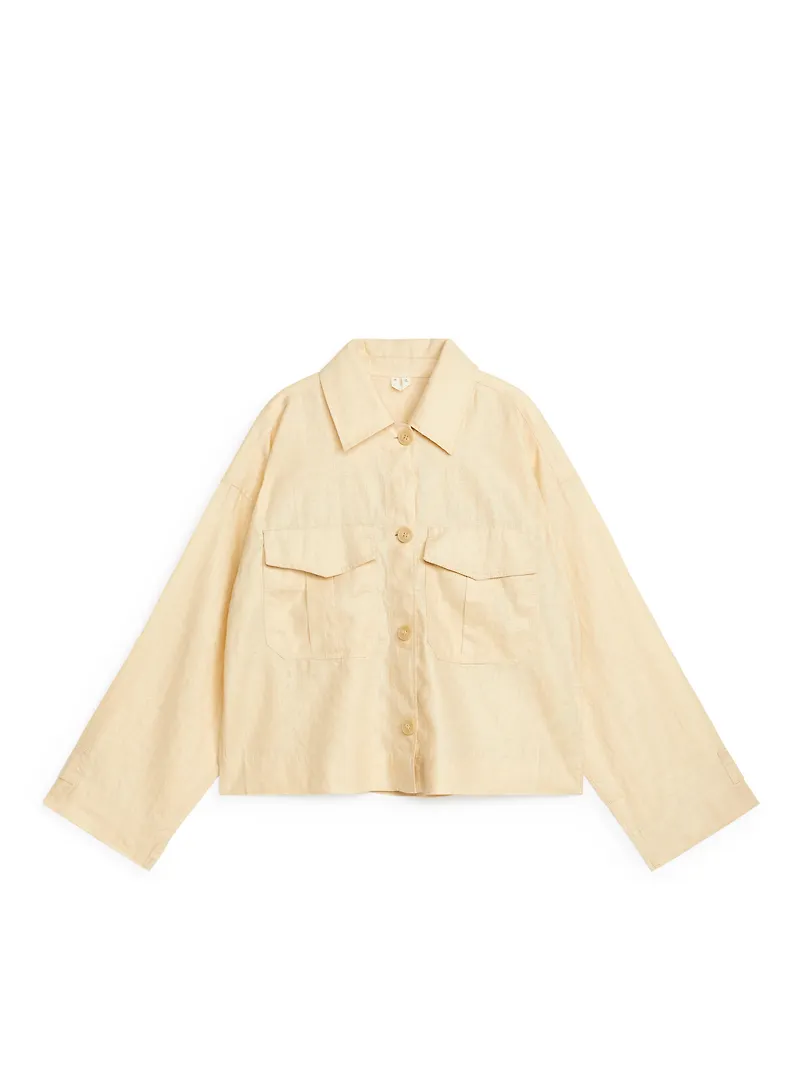 Arket Overshirt I Linne Beige, Overshirts i storlek 44