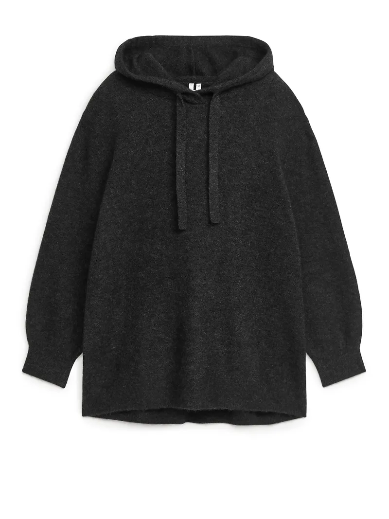 Arket Oversized Huvtröja I Alpacka Mörkgråmelerad, Hoodies i storlek S