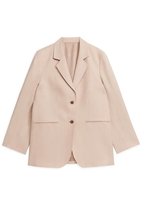 Arket Oversized Kavaj I Linneblandning Beige, Blazers i storlek 38