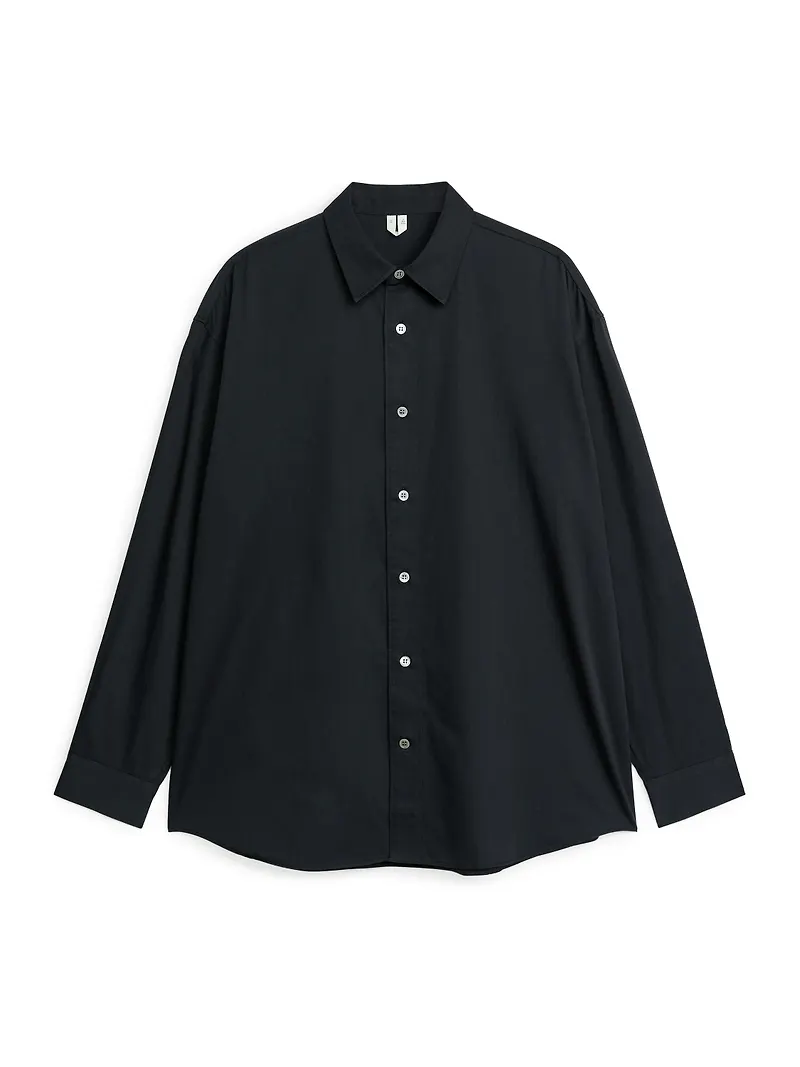 Arket Oversized Satinskjorta Svart, Overshirts i storlek 48