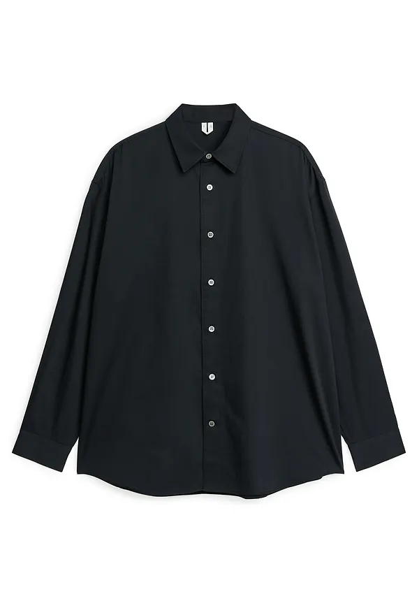 Arket Oversized Satinskjorta Svart, Overshirts i storlek 48