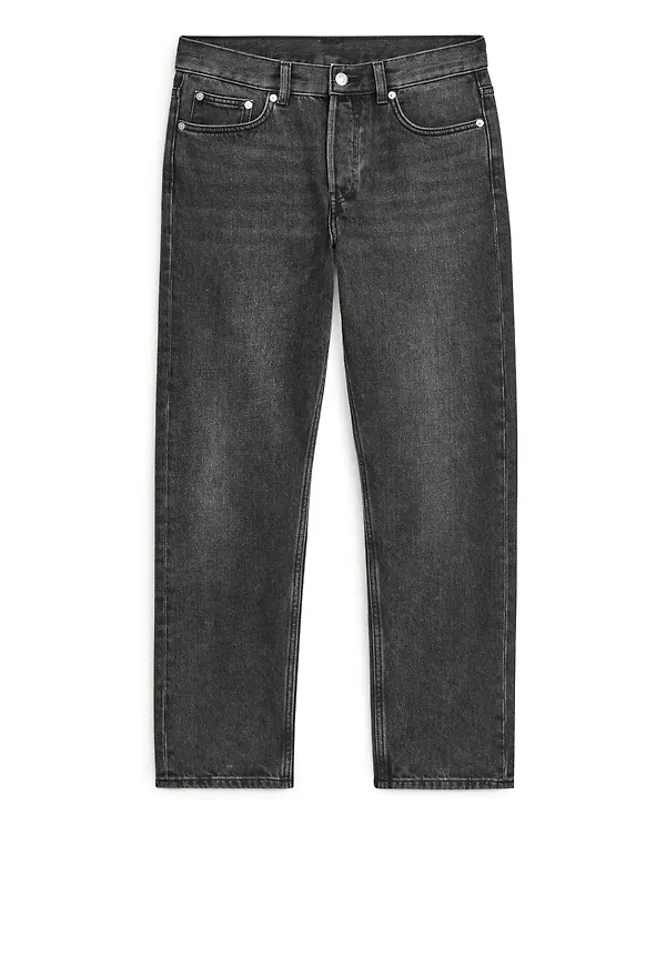 Arket Park Cropped Raka Jeans Med Klassisk Passform Tvättad, Straight i storlek 28/30