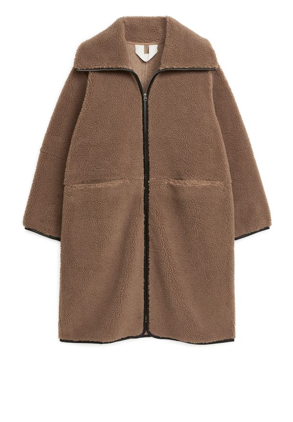 Arket Pilekappa Med Läderdetaljer Beige/svart, Kappor i storlek XS