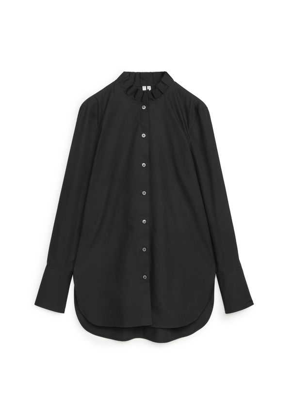 Arket Pleated-collar Poplin Shirt Black, Casualskjortor i storlek 34 och färg Svart